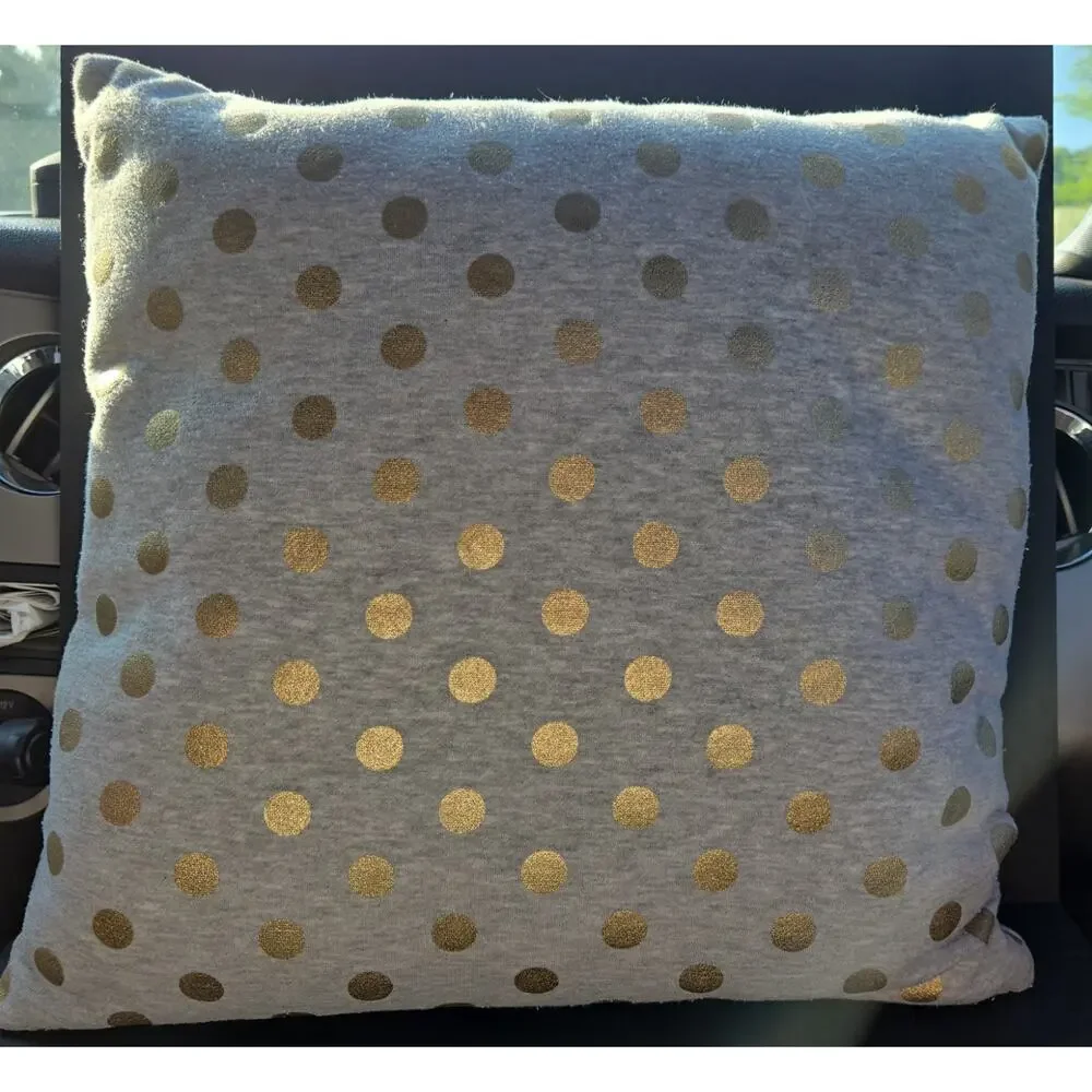 Bloomingville 17” Sq Throw Pillow Cotton Blend Grey w/Gold Spots